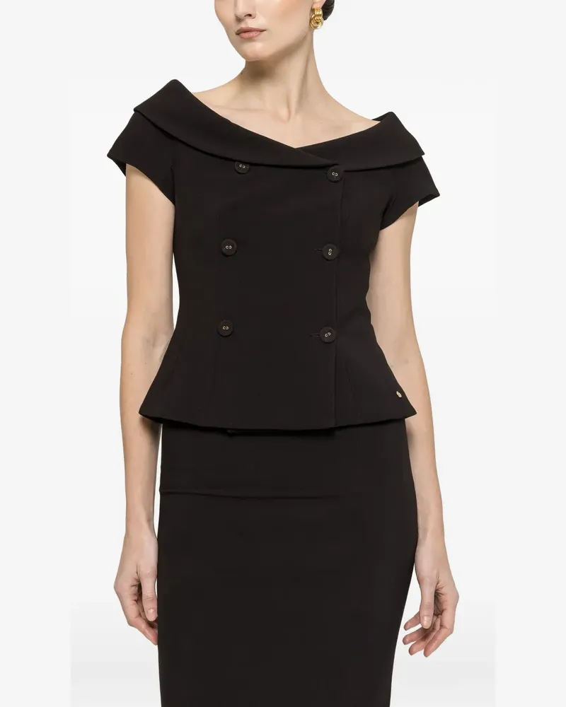 NISSA off-shoulder fitted blouse - Schwarz Schwarz