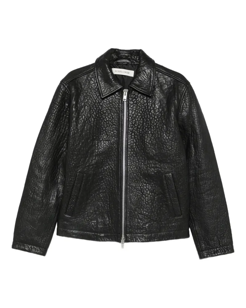 Sunflower Strukturierte Lederjacke - Schwarz Schwarz