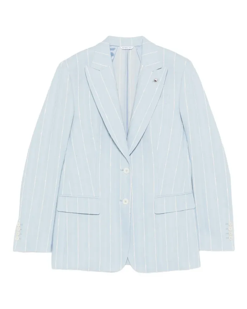 Manuel Ritz pinstripe-pattern peak-lapels jacket - Blau Blau