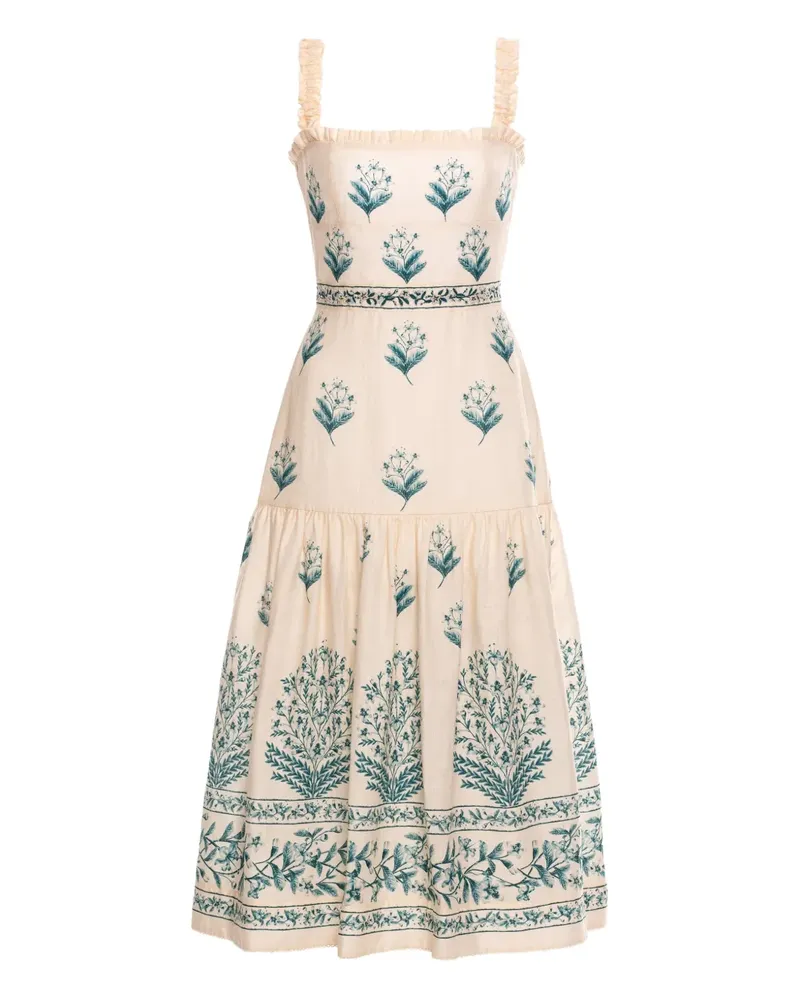 AGUA BENDITA Nispero Ceiba Kleid mit Blumen-Print - Weiß Weiß
