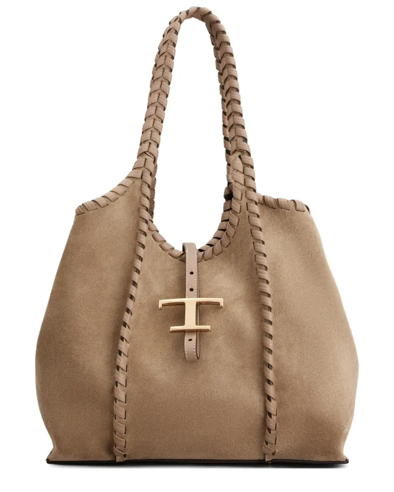TOD'S Shopping-Tote Bag mit geflochtenem Anhänger - Nude Nude