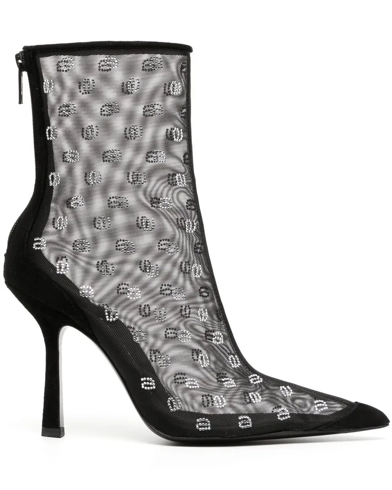 Alexander Wang Stiefel mit Kristall-Logo Schwarz