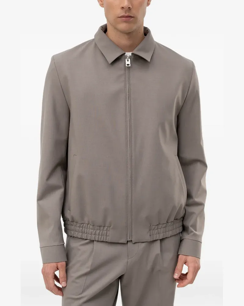 HUGO BOSS Hellys elasticated-hem zip-up jacket - Braun Braun