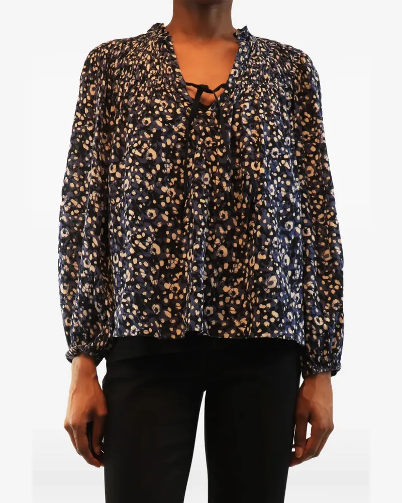 Ulla Johnson floral-print tie-neck blouse - Blau Blau