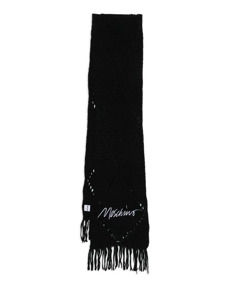 Moschino logo fringed scarf - Schwarz Schwarz