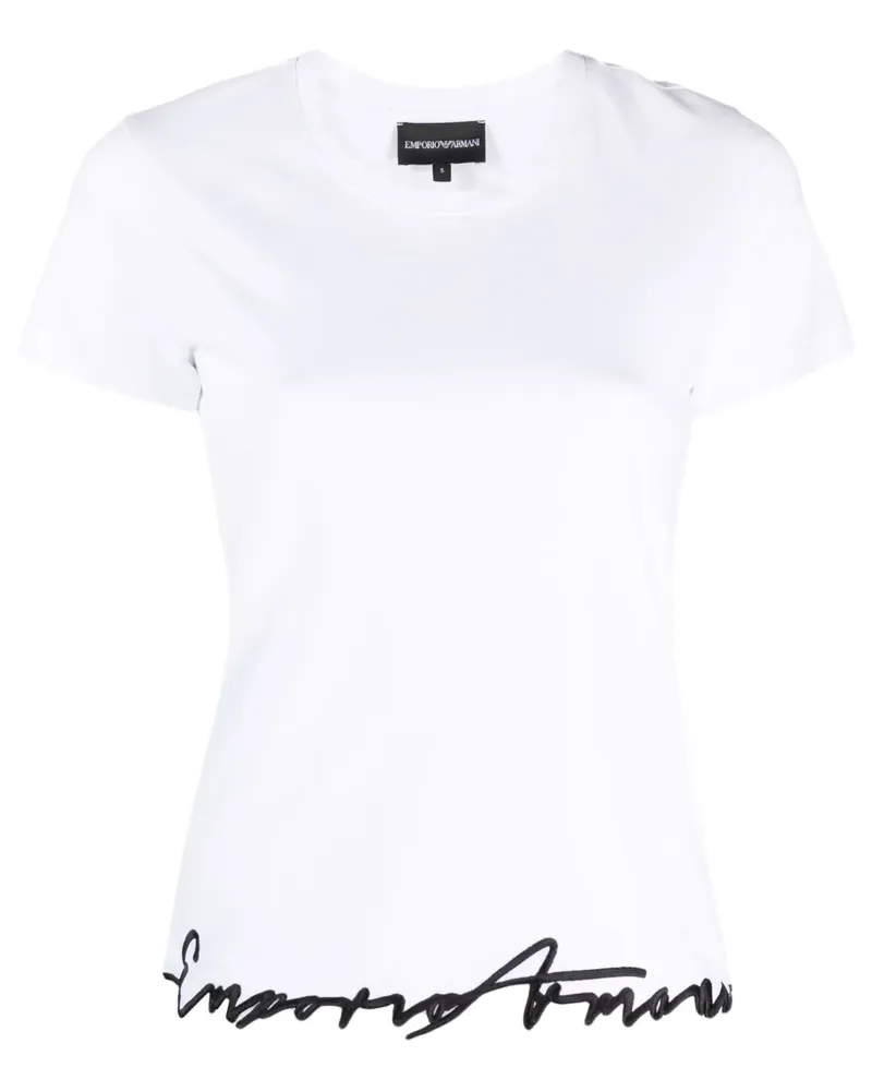 Emporio Armani T-Shirt mit Logo-Stickerei - Weiß Weiß