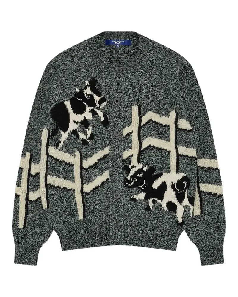 Junya Watanabe Cardigan mit Kuh-Print - Grau Grau