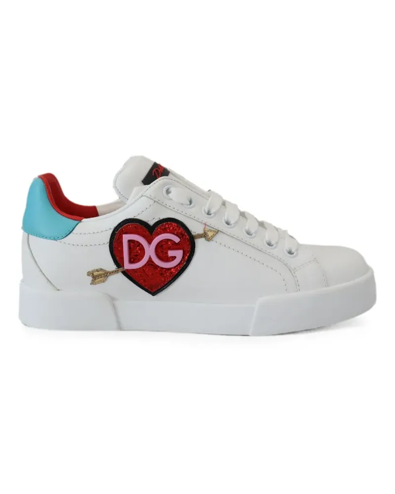 Dolce & Gabbana Portofino Sneakers mit Herz-Patch - Weiß Weiß