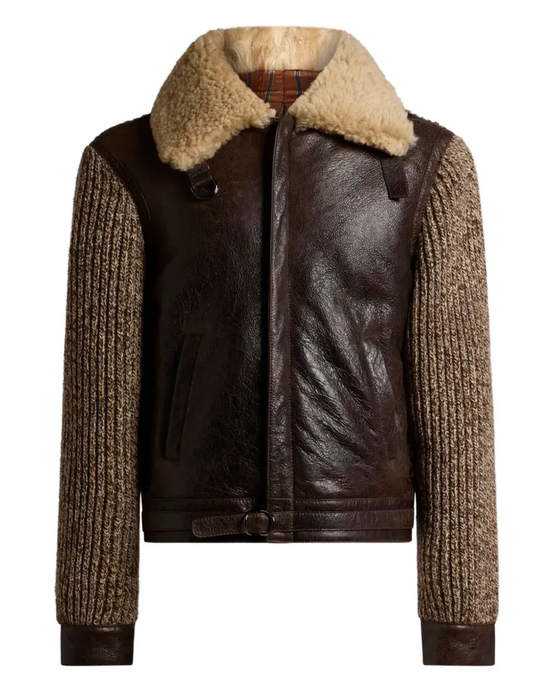 Etro Jacke mit gestrickten Shearling-Ärmeln - Braun Braun