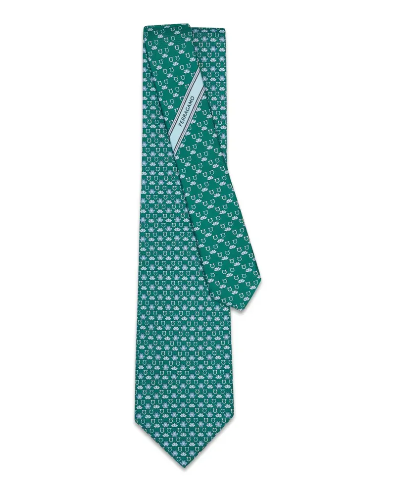 Ferragamo frog-print silk tie - Grün Grün