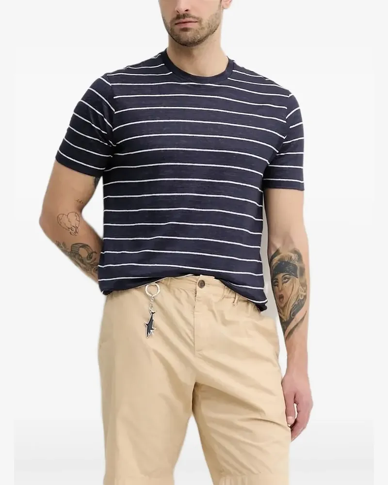 Paul & Shark Gestreiftes T-Shirt aus Leinen - Blau Blau