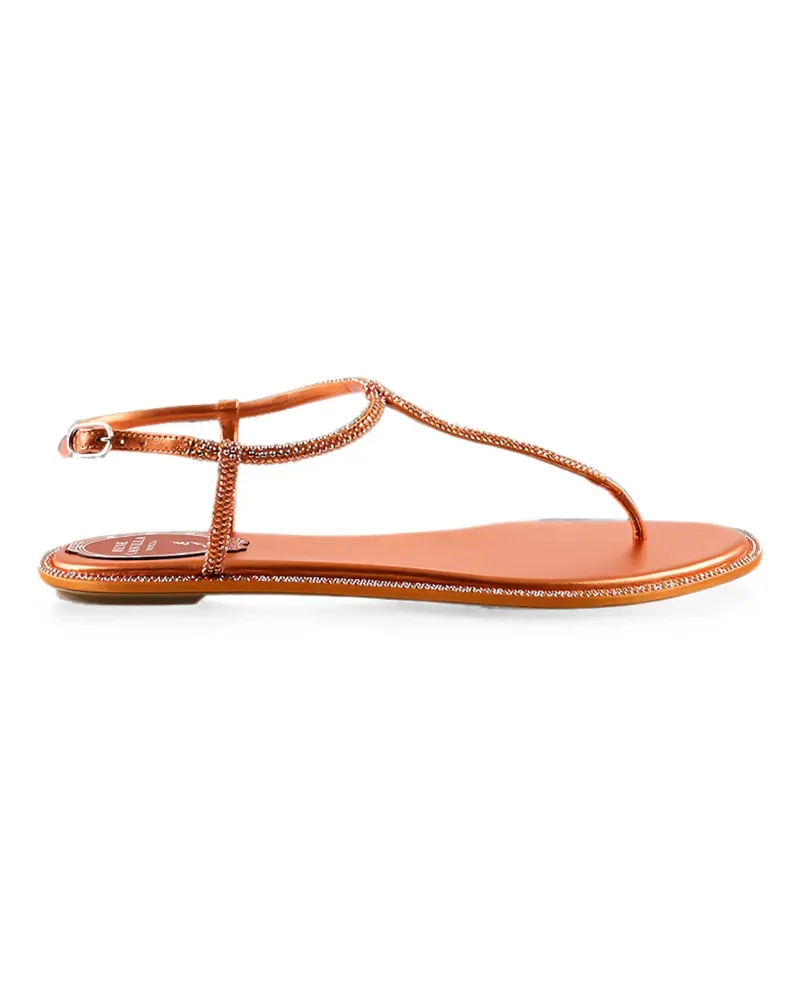 René Caovilla crystal-embellished flat sandals - Orange Orange