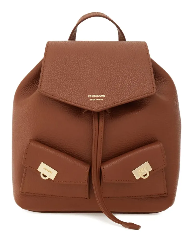 Ferragamo Rucksack mit geometrischer Klappe - Braun Braun