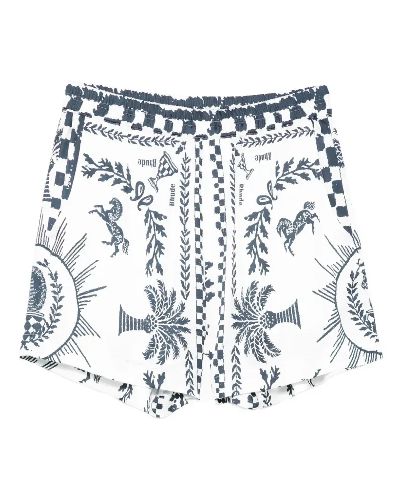 RHUDE patterned elasticated shorts - Weiß Weiß