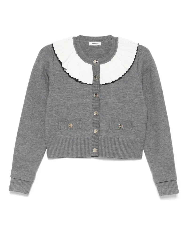 Sandro Cardigan mit rundem Kragen - Grau Grau