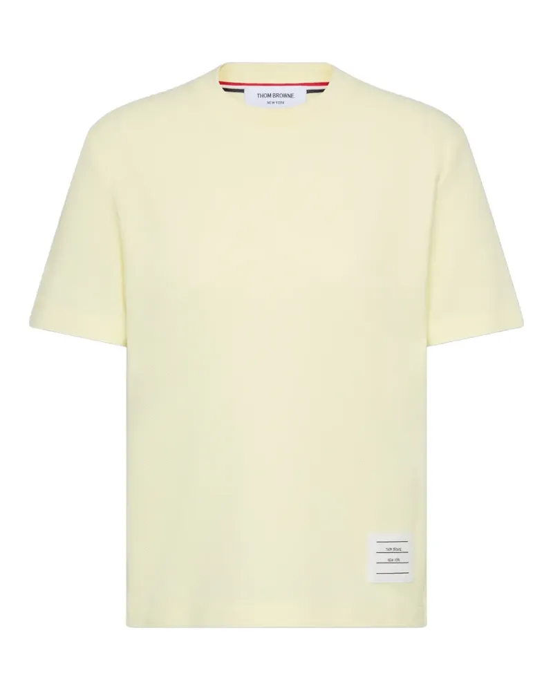Thom Browne Classic Pique T-Shirt mit 4-Streifen-Logo - Gelb Gelb