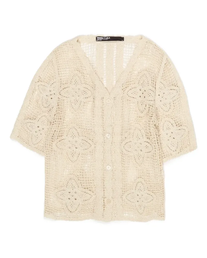 BIMBA Y LOLA crochet-knit floral-motif cardigan - Nude Nude