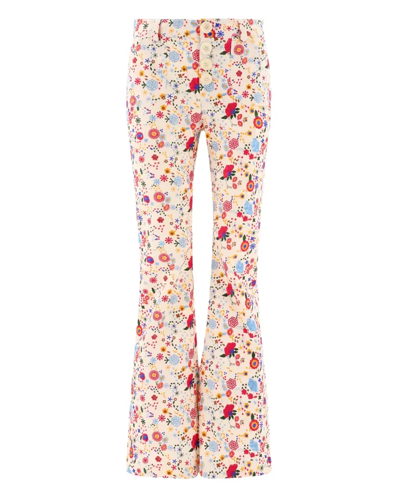 Inès de la Fressange Hose mit Blumen-Stickerei - Nude Nude