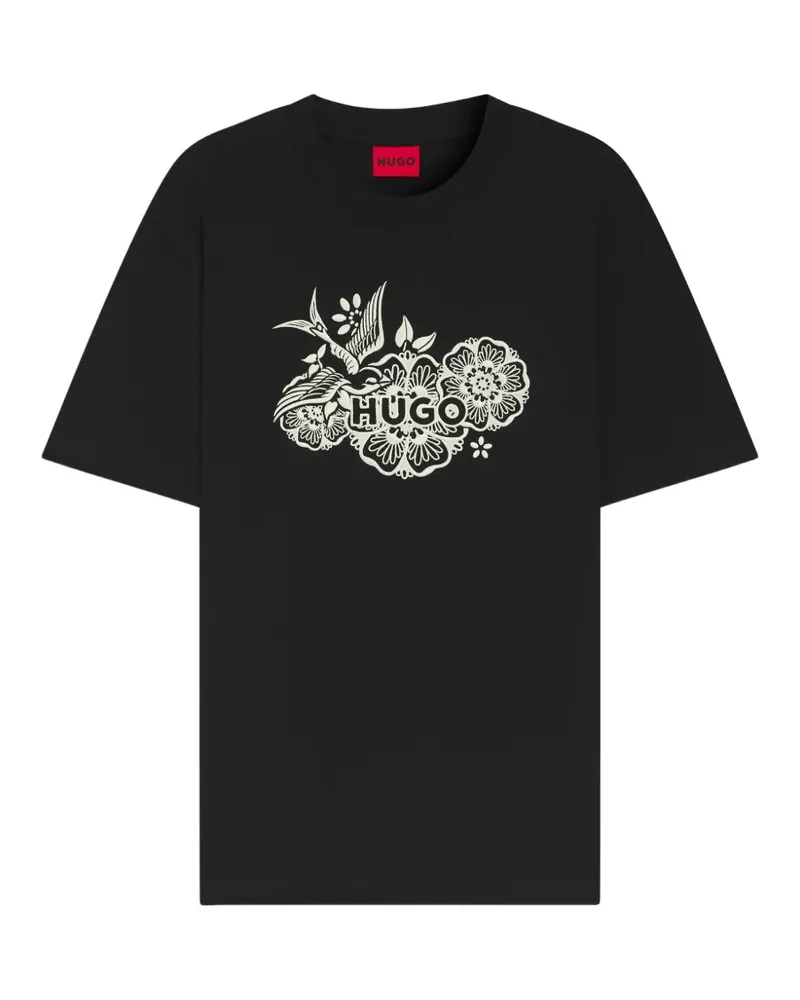HUGO BOSS T-Shirt mit Blumen-Print - Schwarz Schwarz