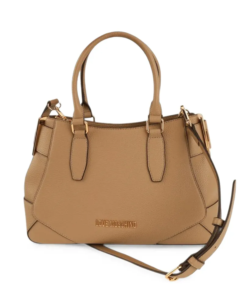 Moschino grained buckle-detail tote bag - Nude Nude