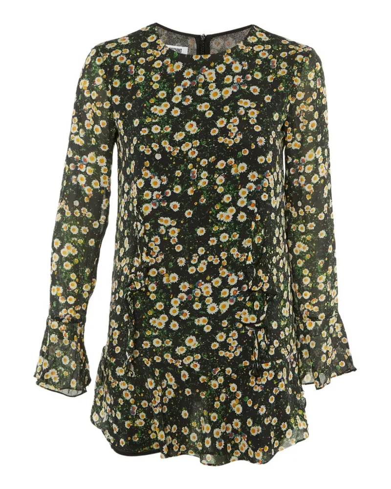 Moschino floral-print flounced-hem dress - Schwarz Schwarz