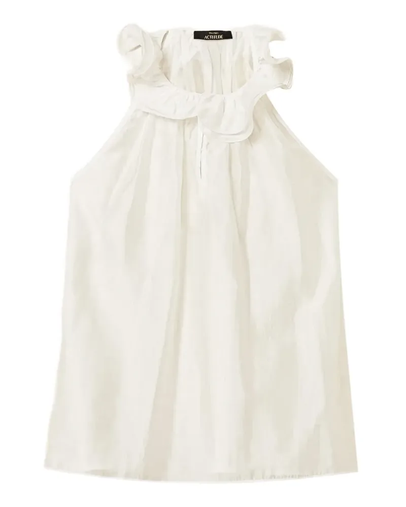 Twin-Set Voile-Oberteil mit Rüschen - Weiß Weiß