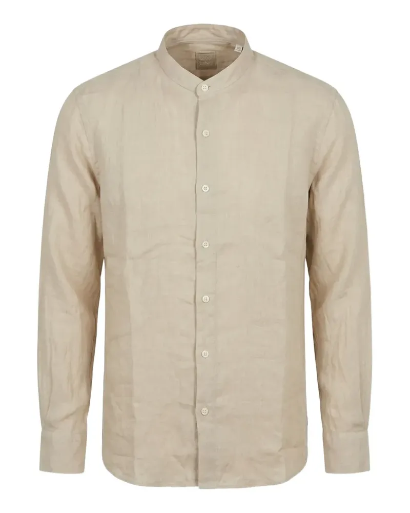 120% Lino band-collar linen shirt - Nude Nude