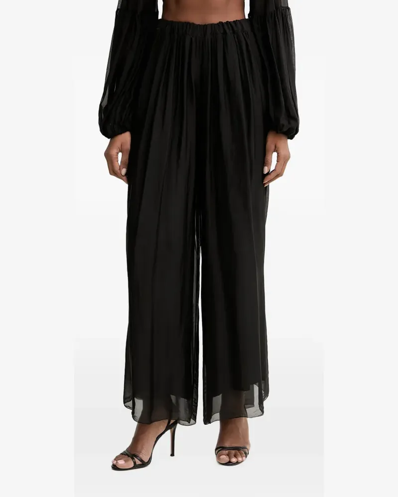 HAVEONE sheer pleated palazzo pants - Schwarz Schwarz