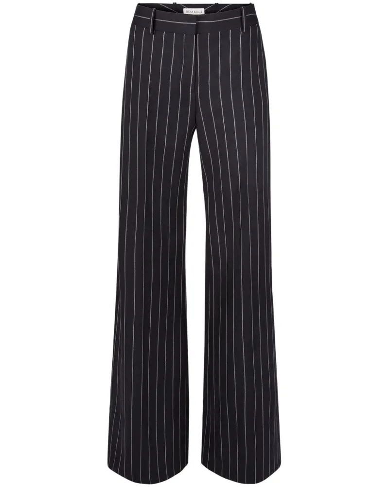 Nina Ricci Weite Hose mit Nadelstreifen - Schwarz Schwarz