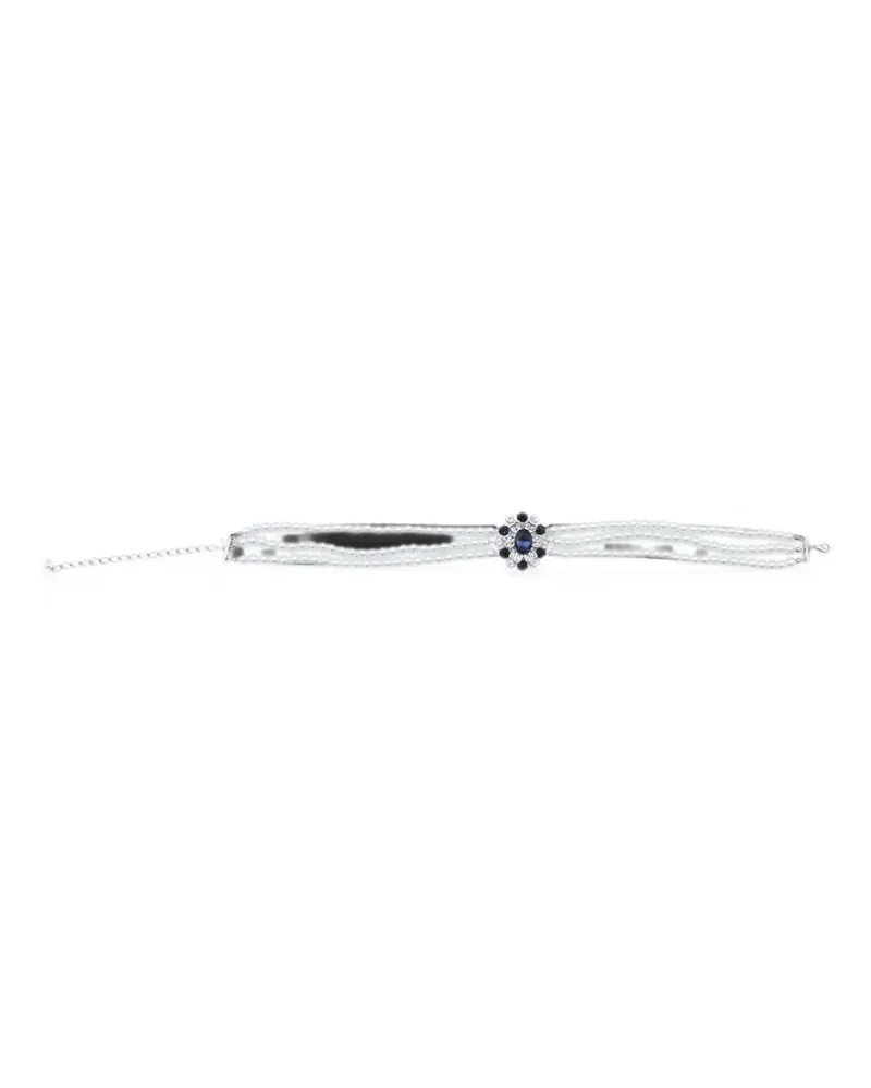 Self-Portrait crystal-embellished faux-pearl necklace - Silber Silber
