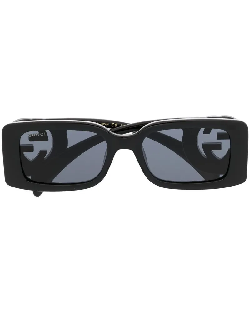 Gucci Eckige Sonnenbrille mit GG - Schwarz Schwarz