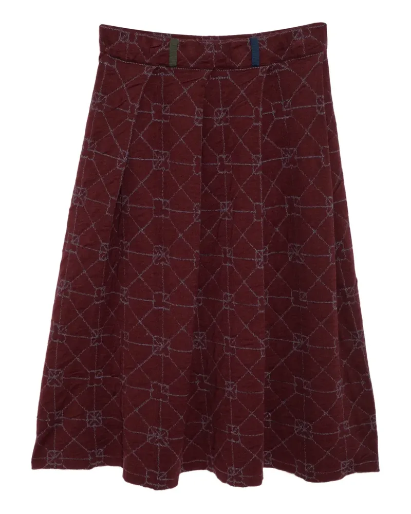 YANYAN KNITS Faltenrock mit Intarsienmuster - Rot Rot
