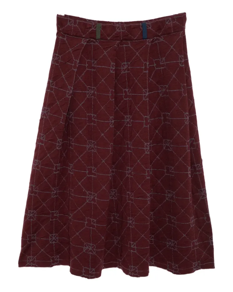 YANYAN KNITS pattern-intarsia pleated skirt - Rot Rot