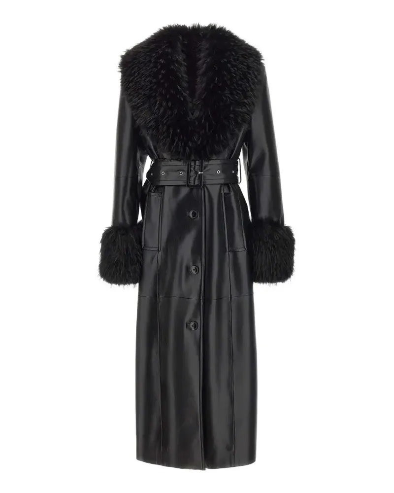 STAND Estella Mantel mit Gürtel - Schwarz Schwarz
