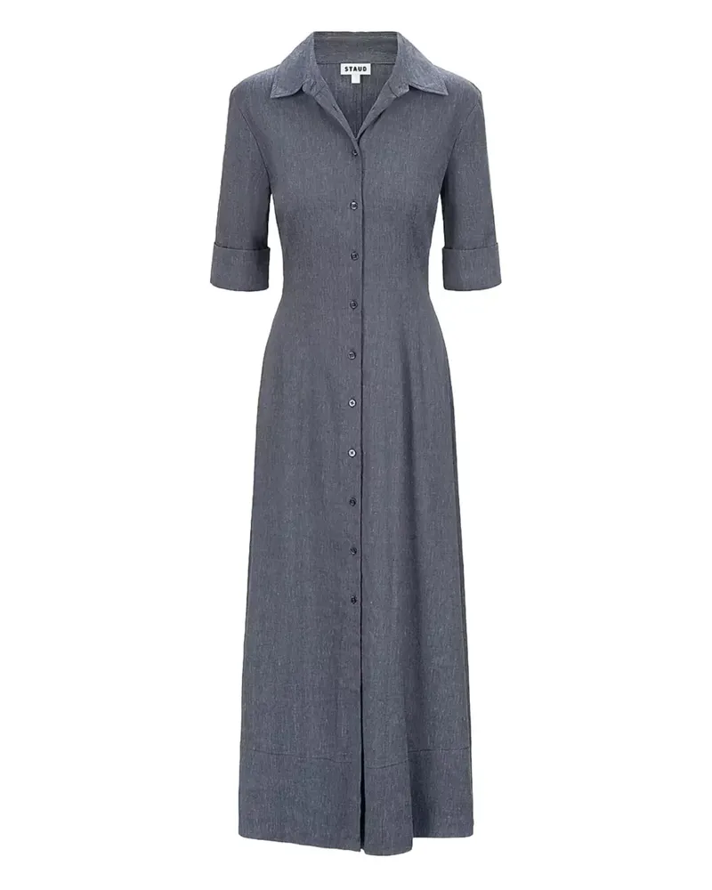 STAUD Joan button-up midi dress - Grau Grau