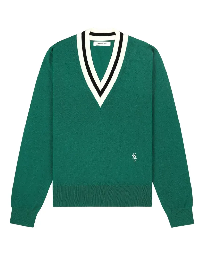 SPORTY & RICH Pullover mit V-Ausschnitt - Grün Grün