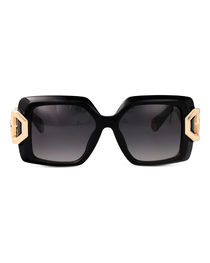 Philipp Plein Sonnenbrille mit eckigem Gestell - Schwarz Schwarz