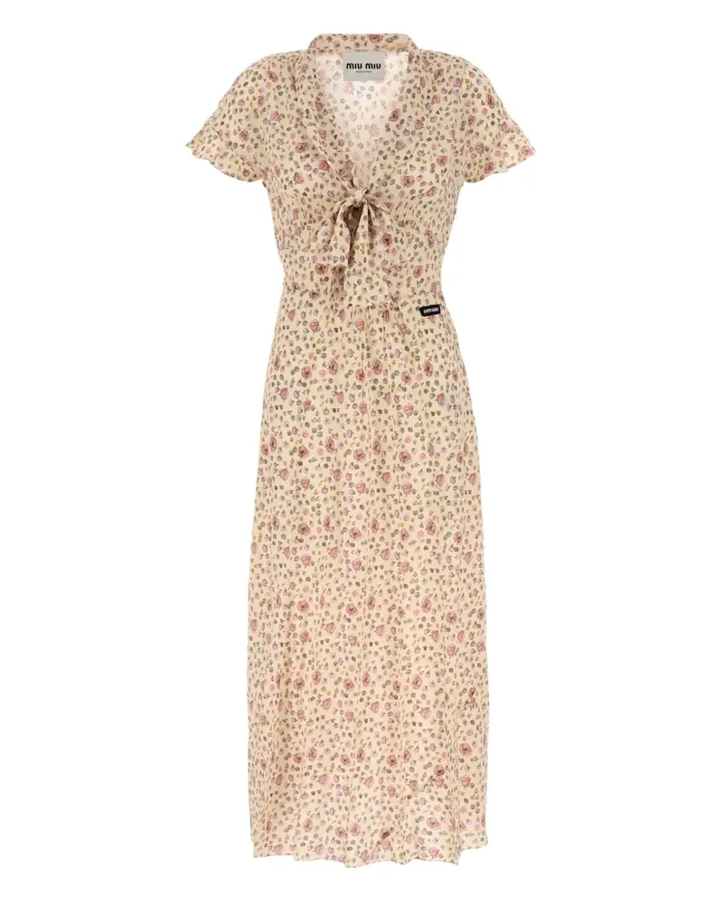 Miu Miu Kleid mit Blumen-Print - Gelb Gelb