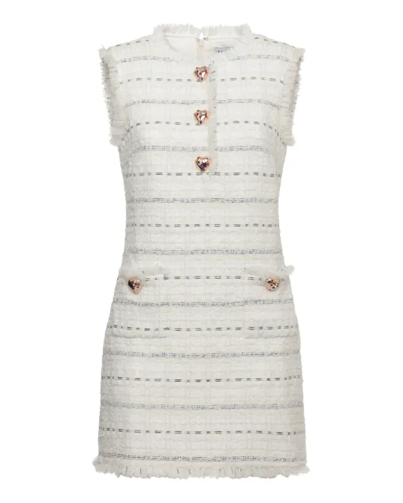 Self-Portrait heart-button bouclé mini dress - Weiß Weiß
