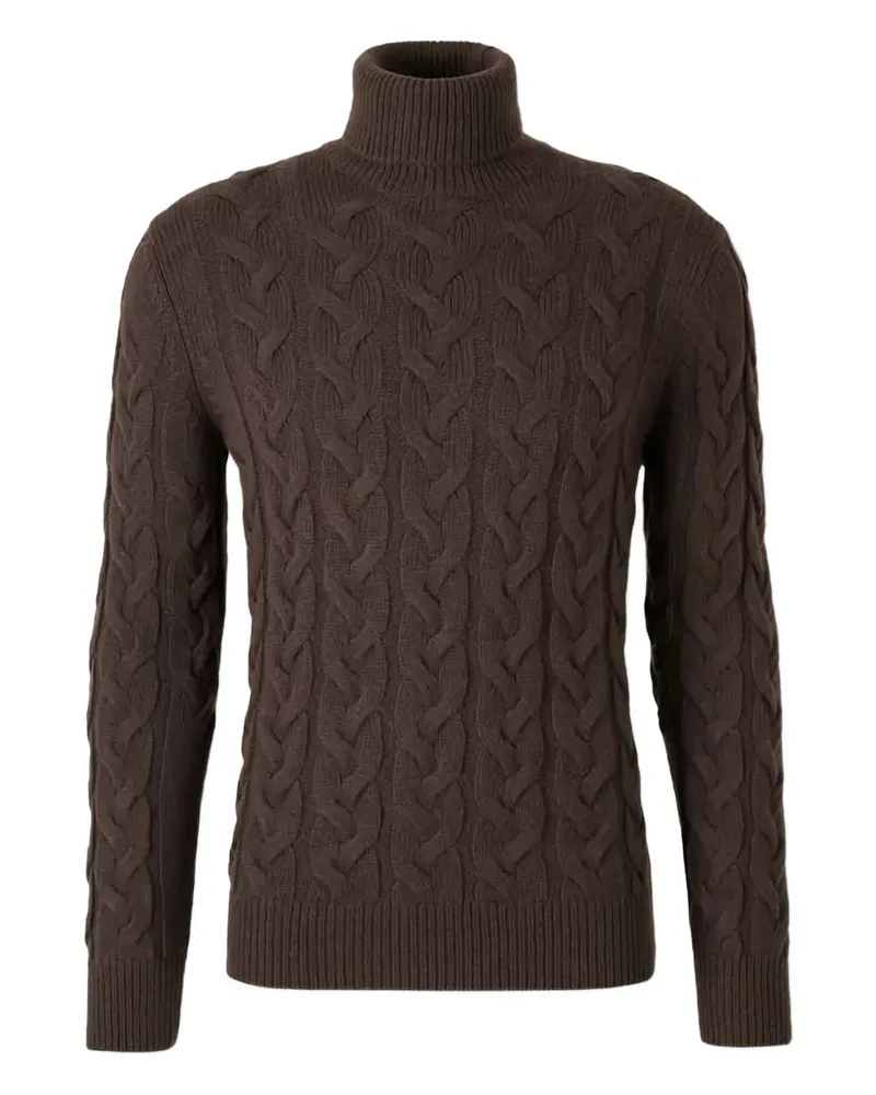 Gran Sasso Rollkragenpullover mit Zopfmuster - Braun Braun