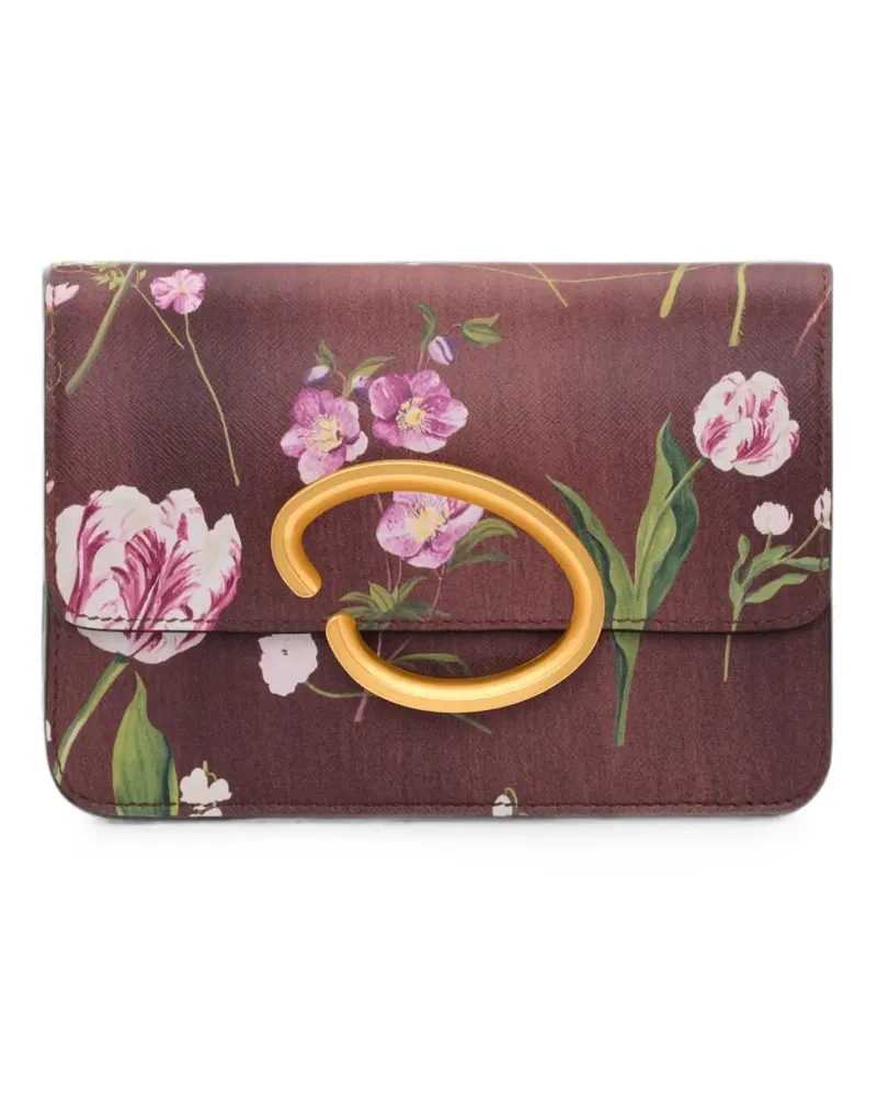 Oscar de la Renta O Pochette floral-print clutch mini bag - Braun Braun
