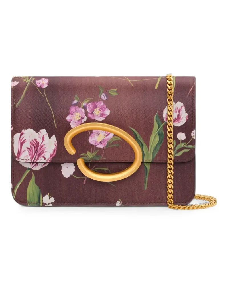 Oscar de la Renta O Pochette Clutch mit Blumenprint - Braun Braun