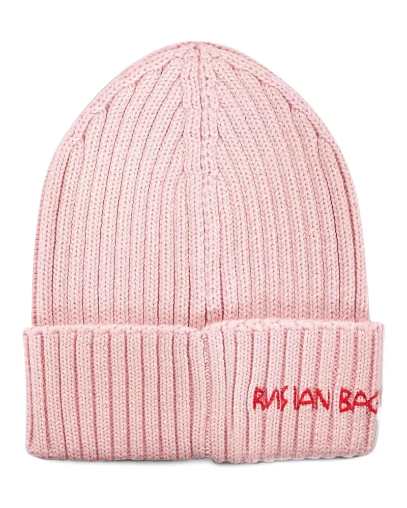 RUSLAN BAGINSKIY logo-embroidered ribbed-knit beanie hat - Rosa Rosa