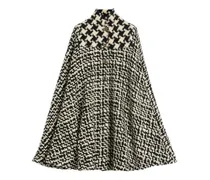 Tweed-Cape mit Hahnentrittmuster - Schwarz