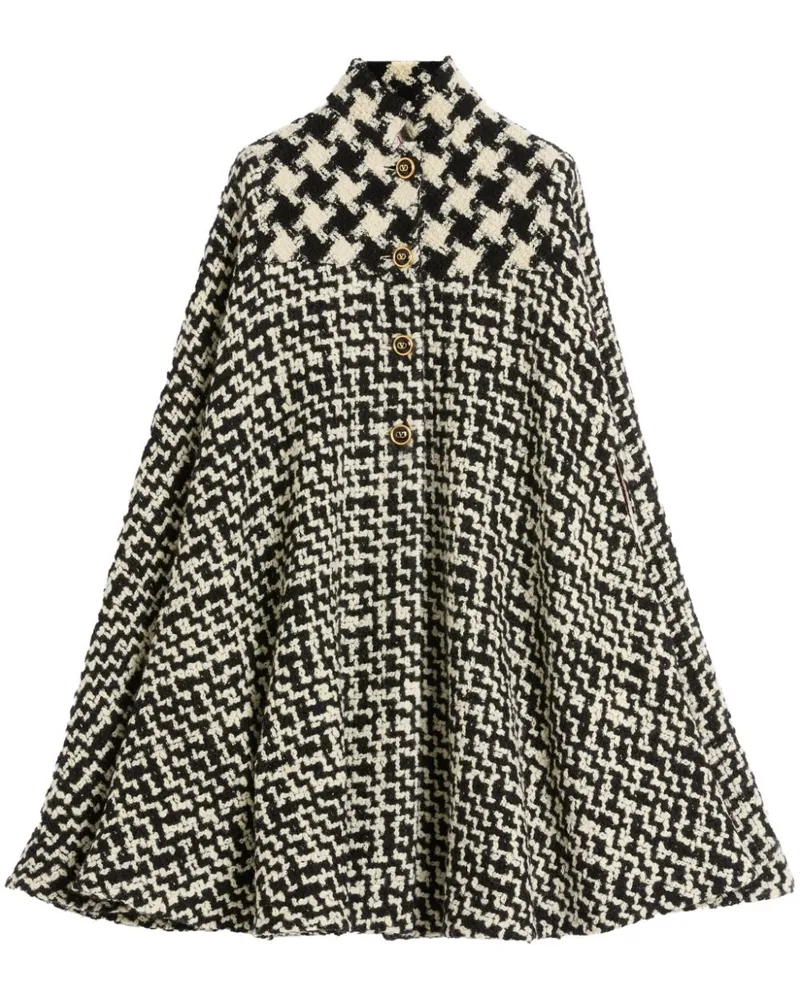 Valentino Garavani Geometric Tweed-Cape - Schwarz Schwarz