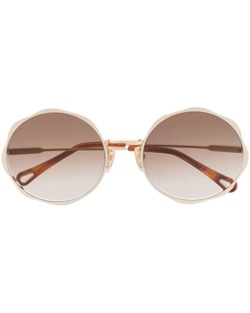 Chloé Runde Brille mit Logo - Gold Gold