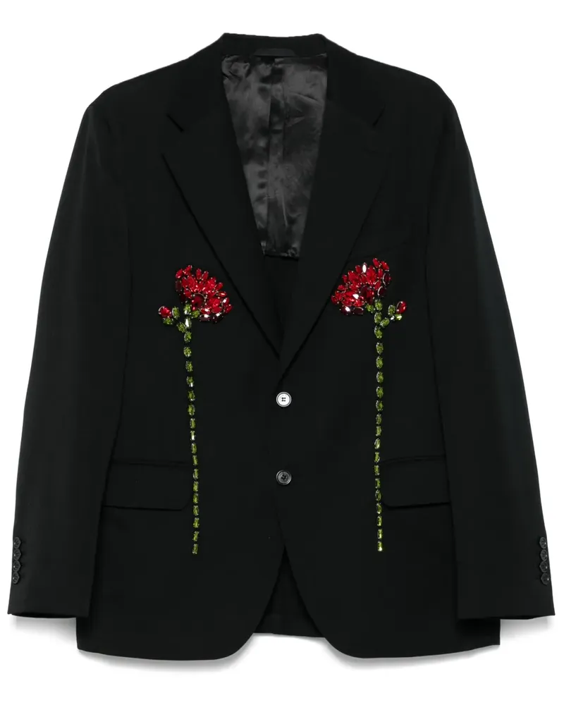 Simone Rocha Blazer mit Nelkenverzierung - Schwarz Schwarz