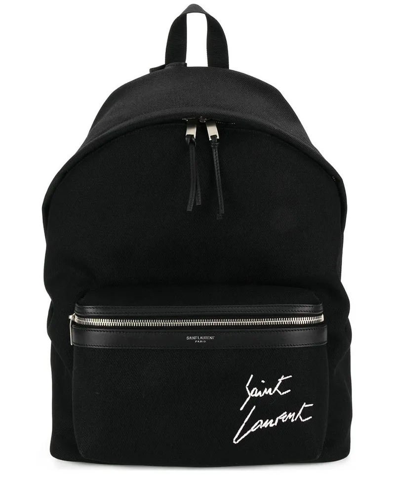 Saint Laurent Rucksack mit Logo-Stickerei - Schwarz Schwarz