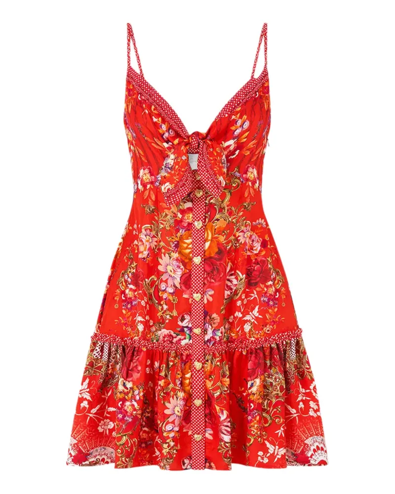 Camilla tie-front ruffle mini dress - Rot Rot