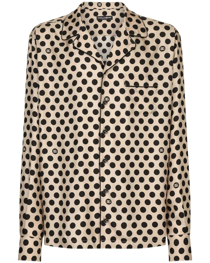 Dolce & Gabbana Seidenhemd mit Polka Dot-Print - Nude Nude